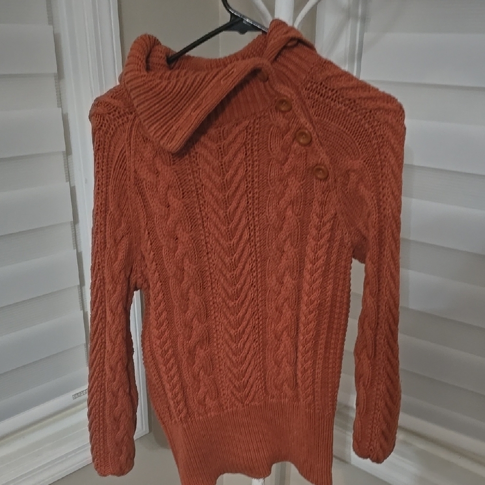 Women's Cable Knit Sweater - Rust